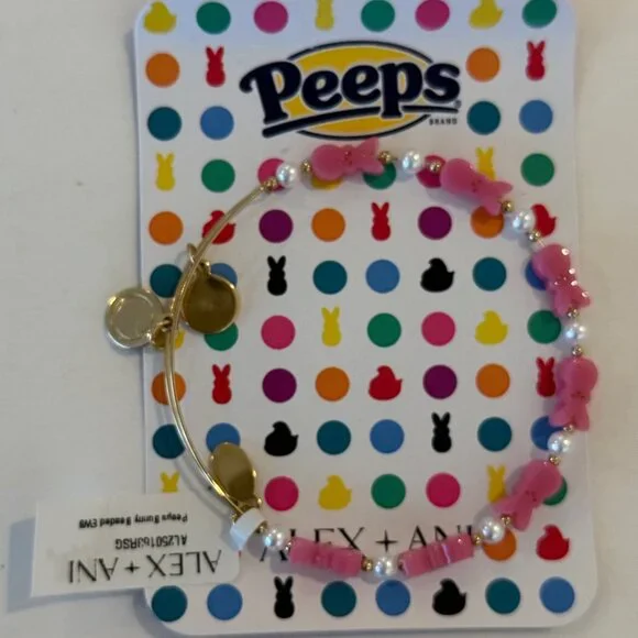 Alex and Ani Easter Peeps Bunny Beaded Bangle pink, collectable - Picture 9 of 14